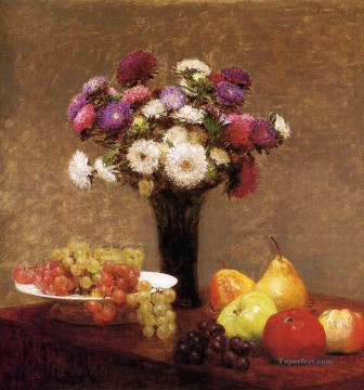 Ásteres y frutas sobre una mesa Henri Fantin Latour Pinturas al óleo
